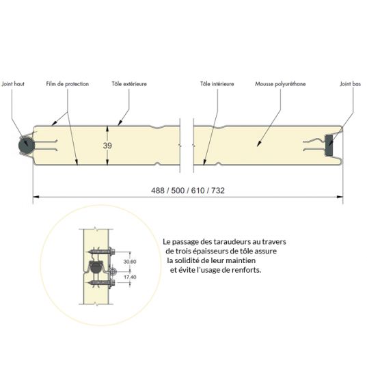 Porte Sectionnelle Industrielle L 4,5m x H 5,5m Manuelle Couleur Blanc Ral 9010 Gamme Pro V42