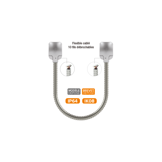 Passage de câble Ap 40 cm 10 bornes débrochables Gaine acier zingué IP64 IK08