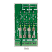 Carte multivoies rail DIN 3M 12-24V AC / 12-48V DC - 4 fusibles / 4 LEDs vertes