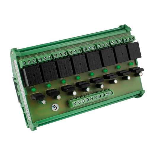 Relais rail DIN 12-30V AC/DC 8 relais / 8 LEDs Max. 250V AC / 10A - 30V DC / 10A