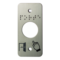 Plaque acier inoxydable 39,5 x 84,5 mm perçage diam. 25 mm braille PORTE + Picto